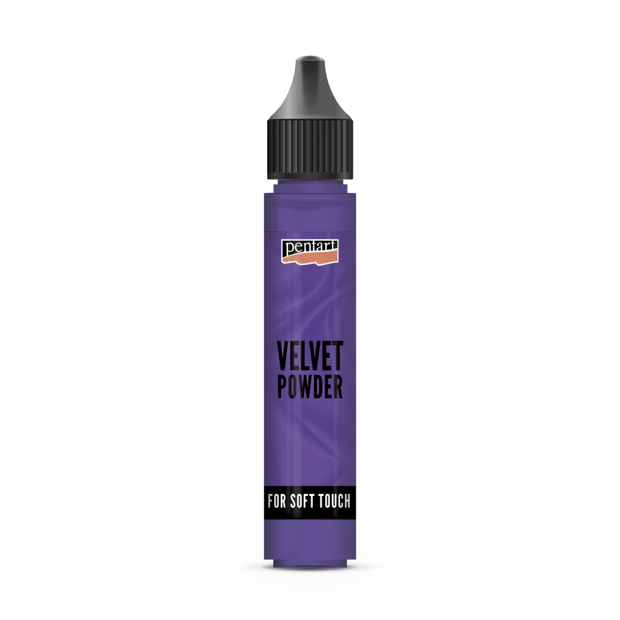 Purple bottle labeled 'Velvet Powder' with a black cap