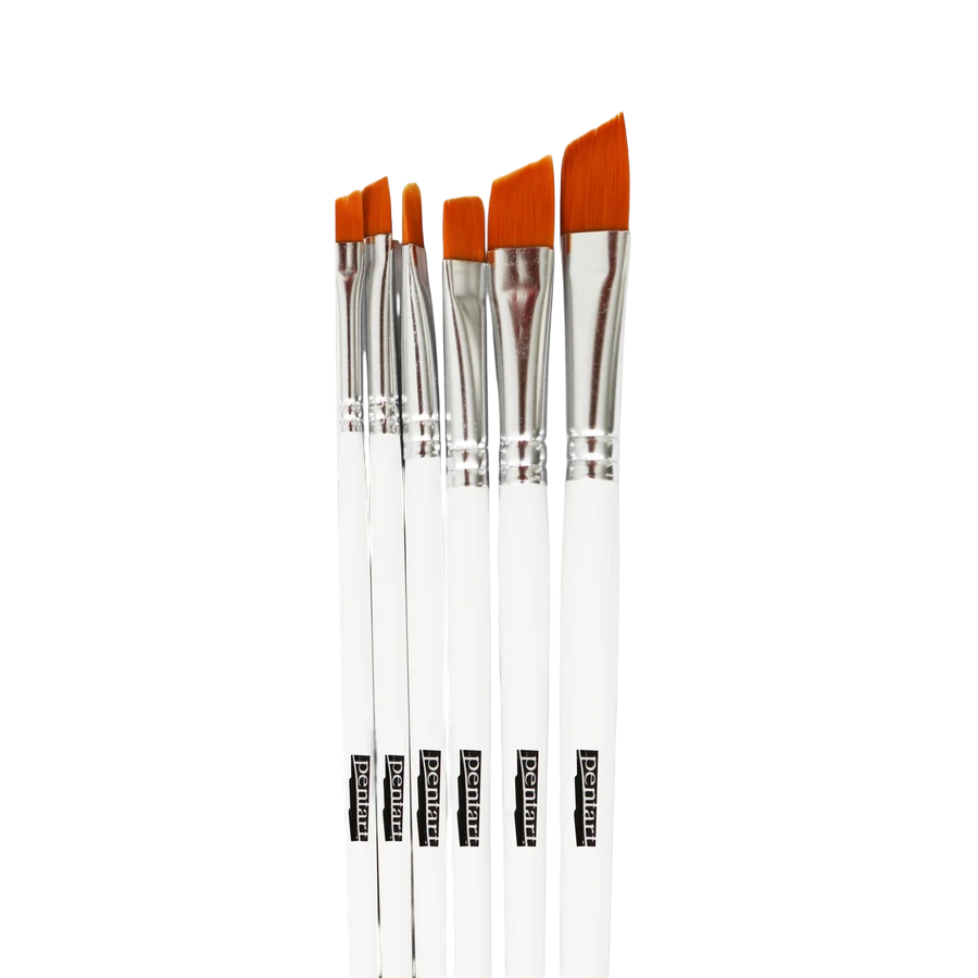 Set of paint brushes with orange bristles