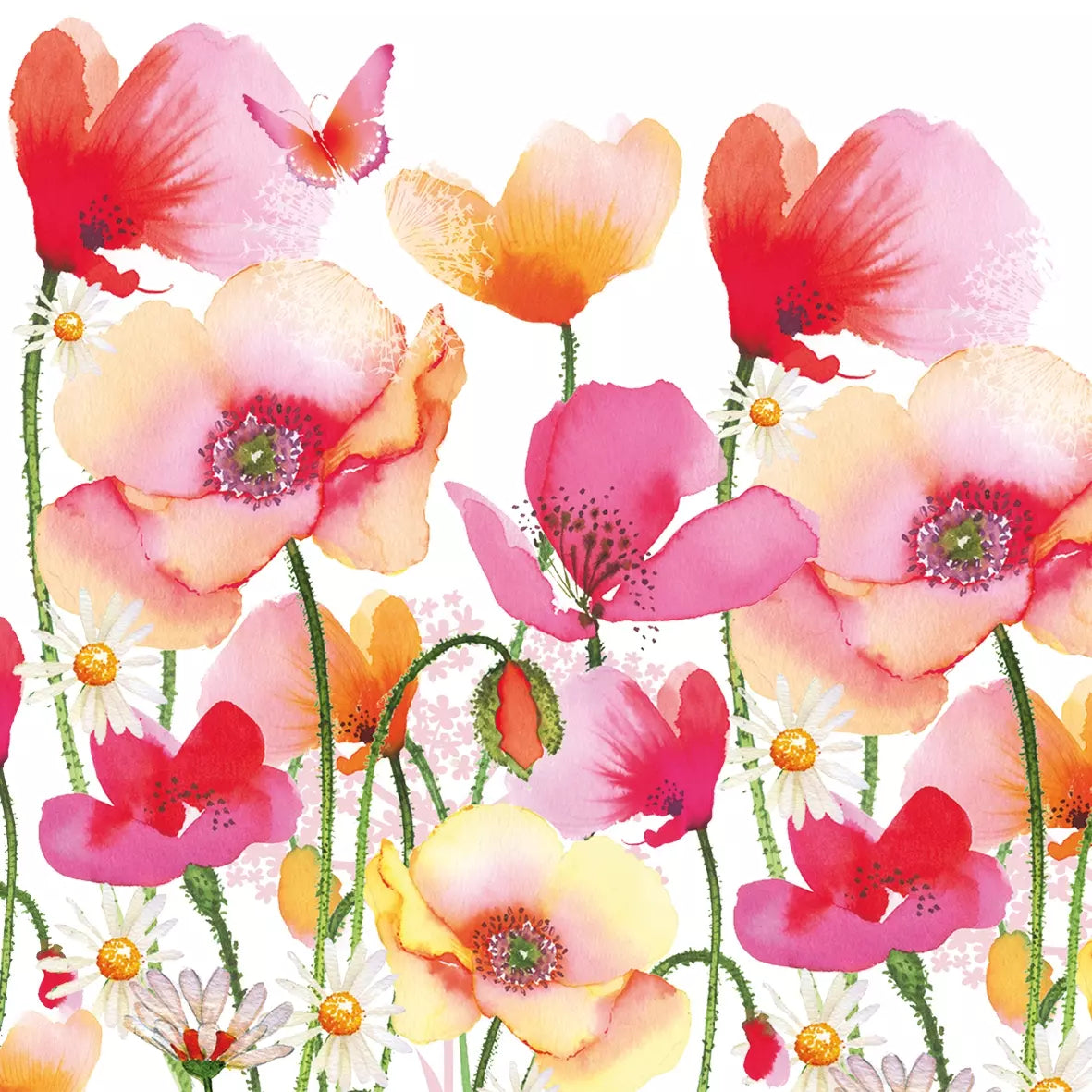 Aquarell Amapolas y Margaritas - Servilleta