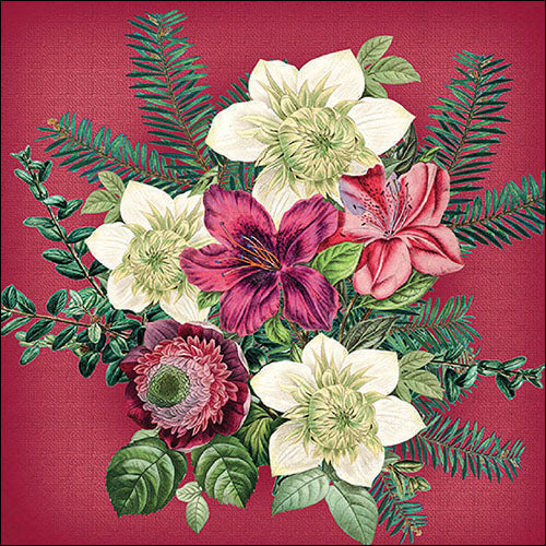 Azalea y Helleborus ROJO - Servilleta