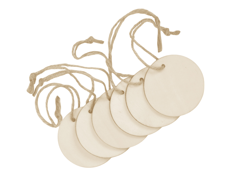 Adorno redondo de madera - 6 cm (2,36"), juego de 6