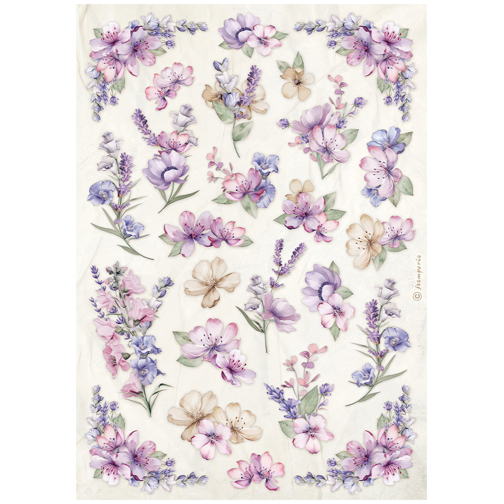 Lavender Flower Pattern DFSA4881 - Rice paper A4