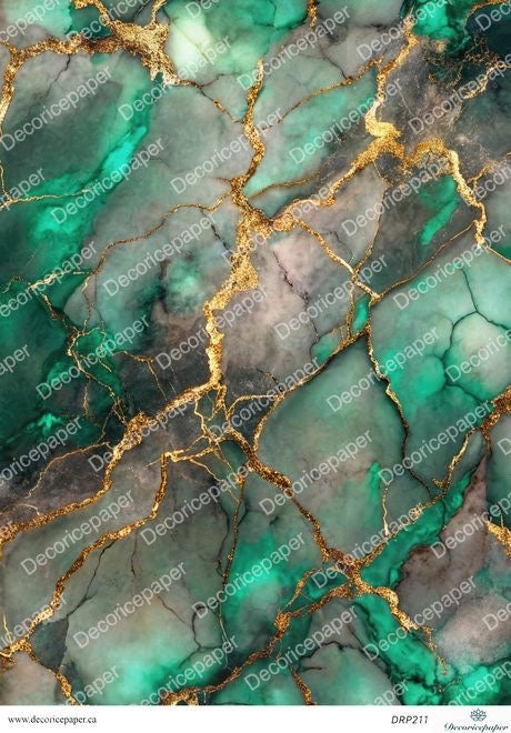 Dark emerald marble with smoky grey and shimmering gold