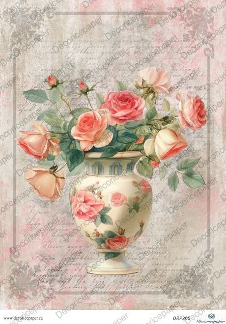 DRP265 - Vintage Rose - Rice Paper A4
