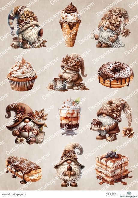 DRP271 - Sweet Gnomes and Desserts - Rice Paper A4