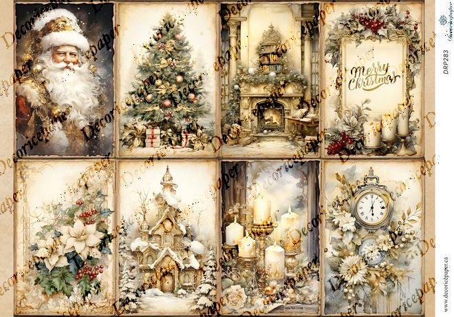DRP283 - Golden Christmas Elegance Rice Paper A4