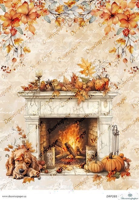 DRP285 - Autumn Fireplace Rice Paper A4