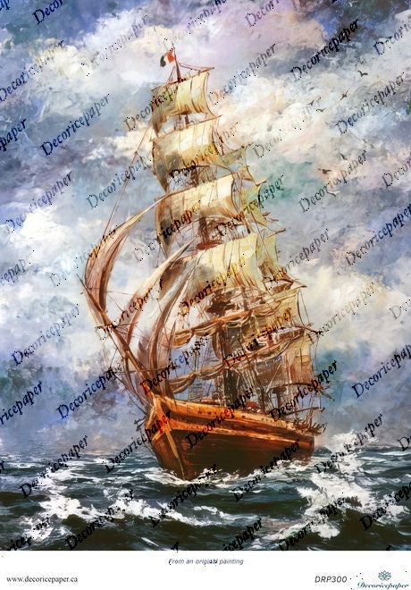 DRP300 - Vintage Sailing Ship - Rice Paper A4