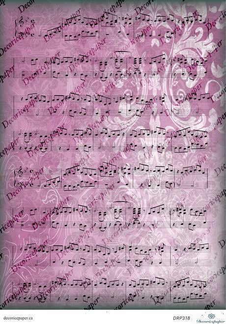 DRP318 - Vintage Music Notes - Rice Paper A4