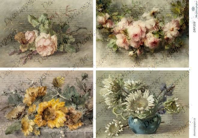 DRP359 - Vintage Blossoms Collection - Rice Paper A4