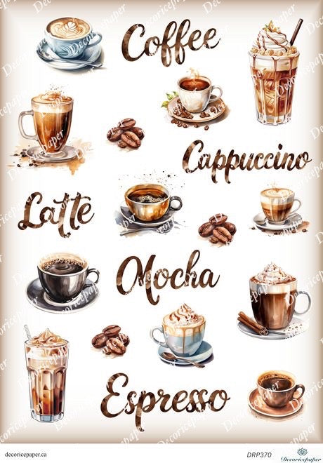 DRP370 - Coffee Varieties - Rice Paper A4