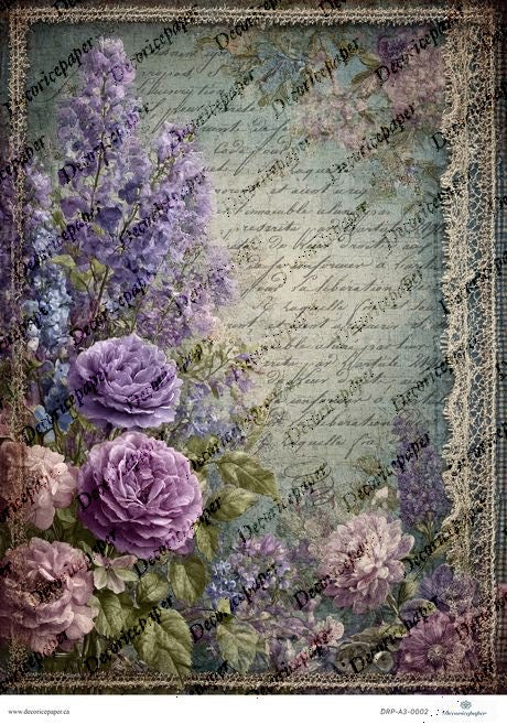 DRP A3 0002 - Floral Journal Page - Rice paper A3