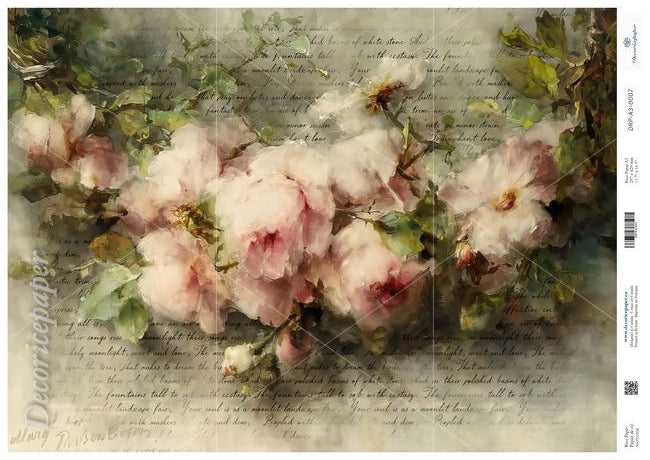 Pink floral design with green leaves and text overlay on the background