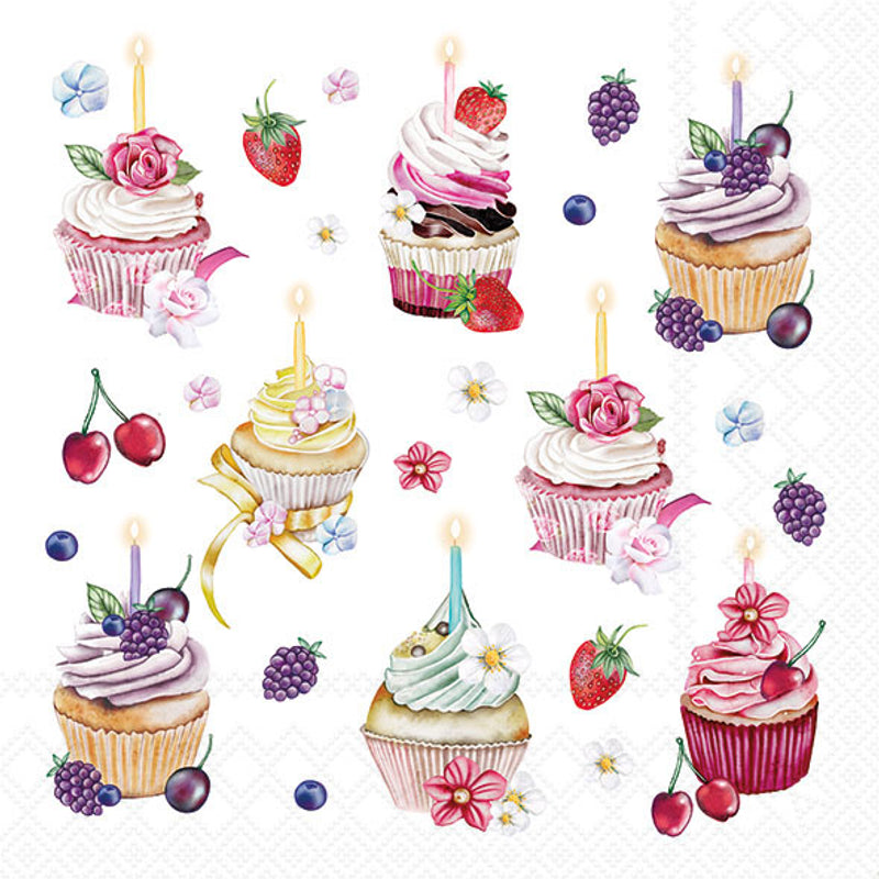 Fruity Cupcakes White - Napkin