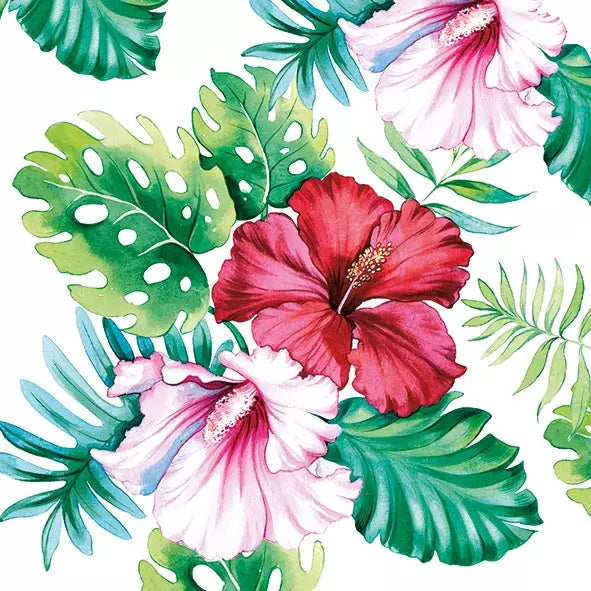 Hibiscus Floral White - Napkin