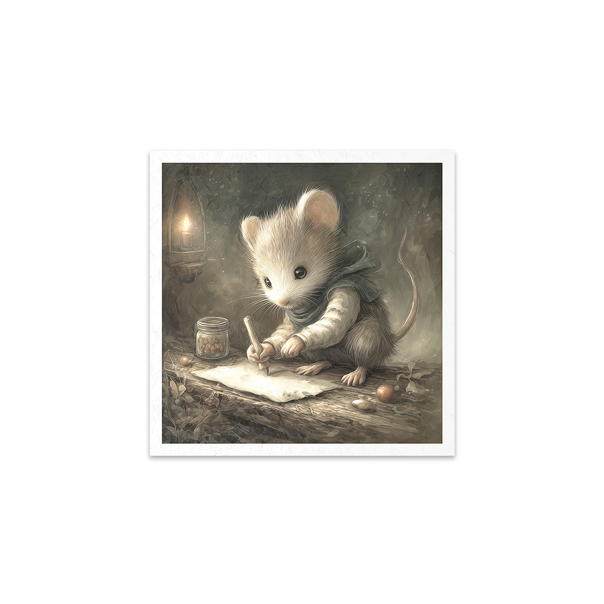 Illustration of a mouse writing at a desk