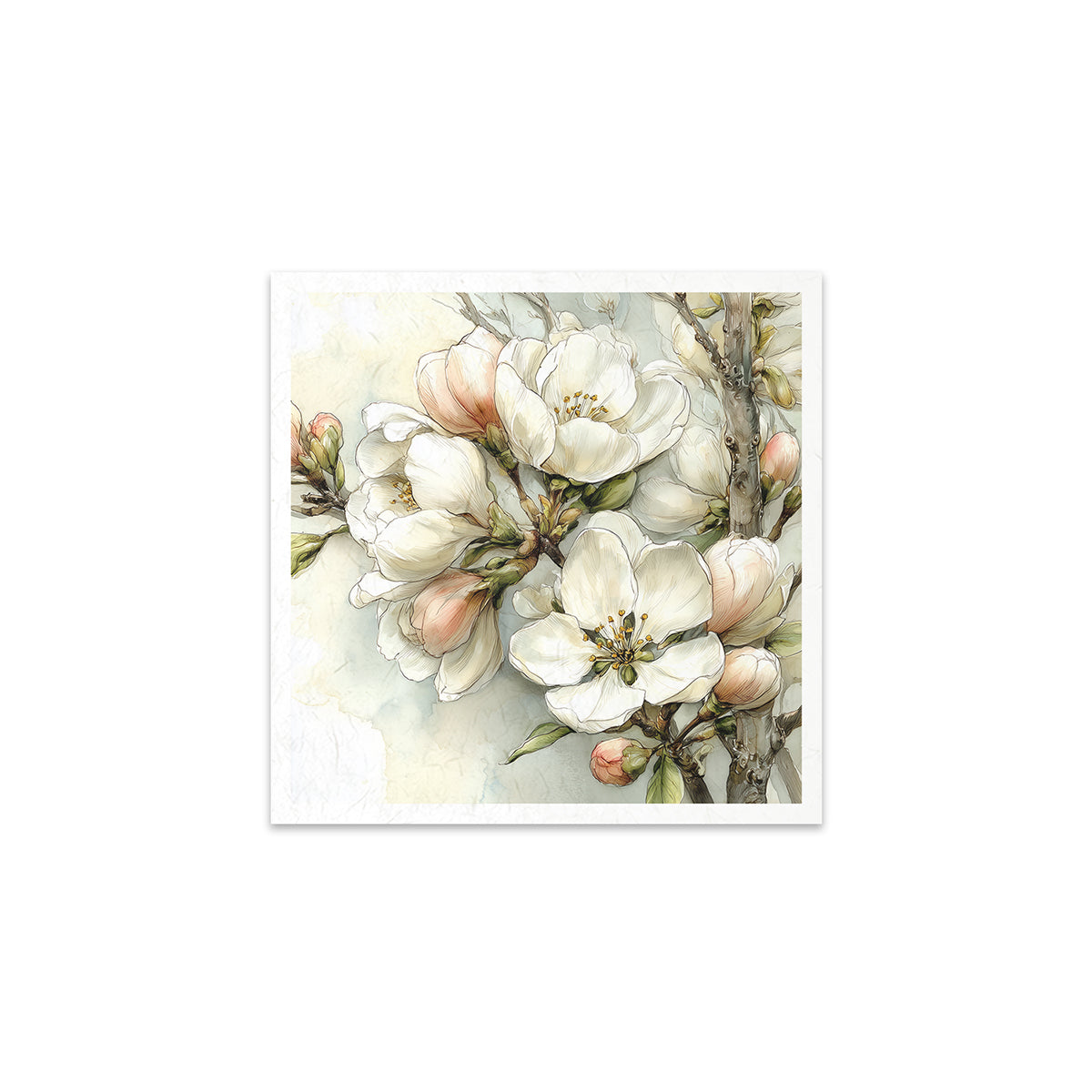 Floral paper with white and pink flowers on a light background