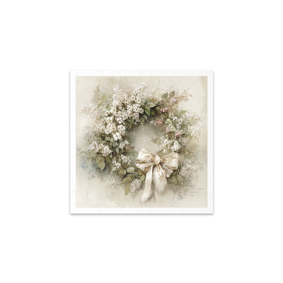 Floral wreath with a bow on a textured background