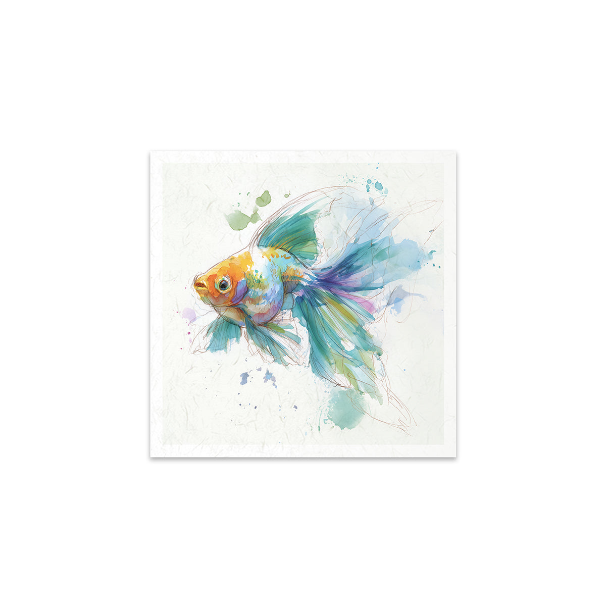 Colourful watercolour painting of a fish on a white background