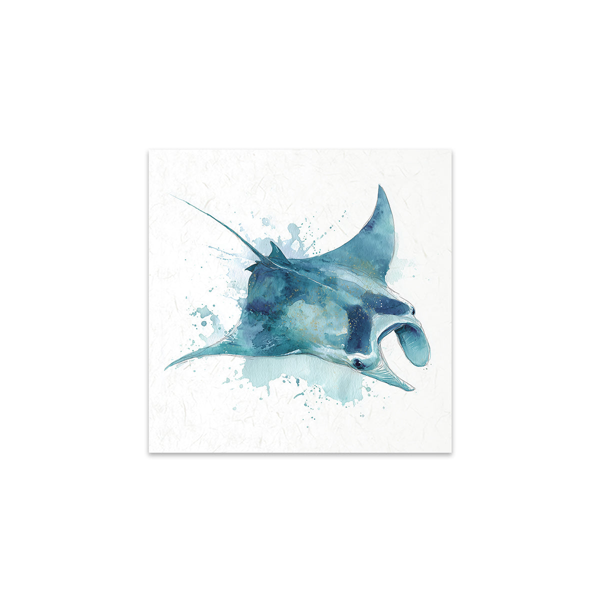 Artistic illustration of a manta ray on a white background
