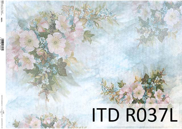 R0037L - Blue Spring Blossom Rice Paper A3