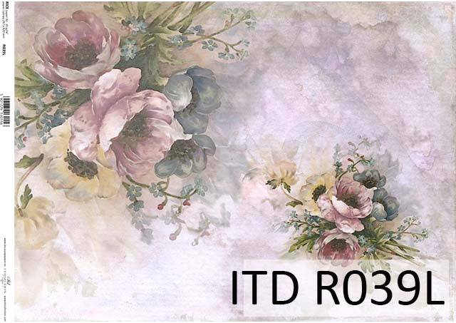 A sheet of rice paper with a printed floral design