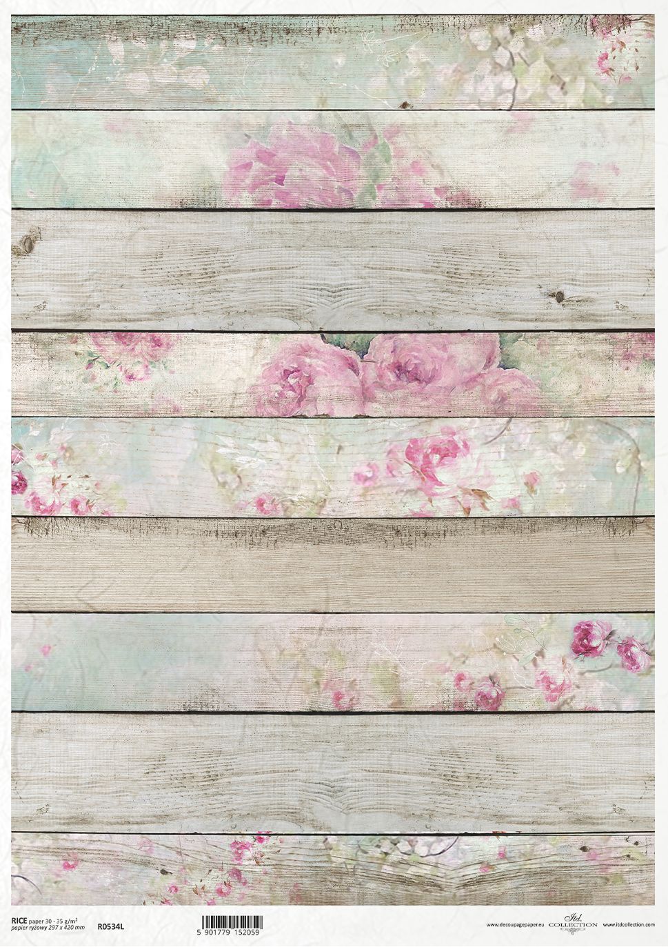 Wooden planks with floral patterns in pastel colors