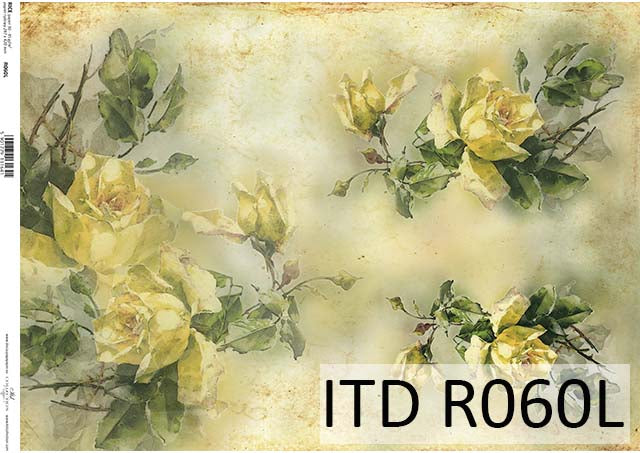 R0060L - Soft Yellow Roses Rice Paper A3