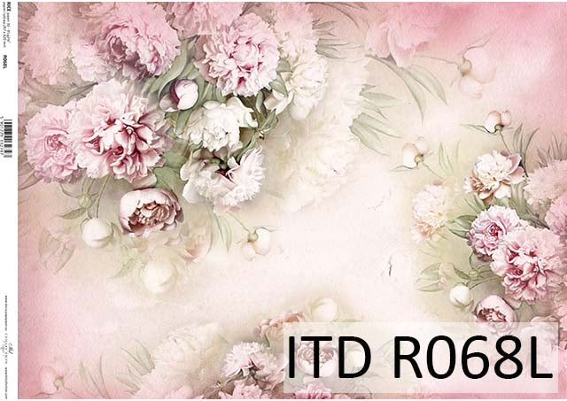 A sheet of blush floral rice paper with a printed pink and white floral pattern.