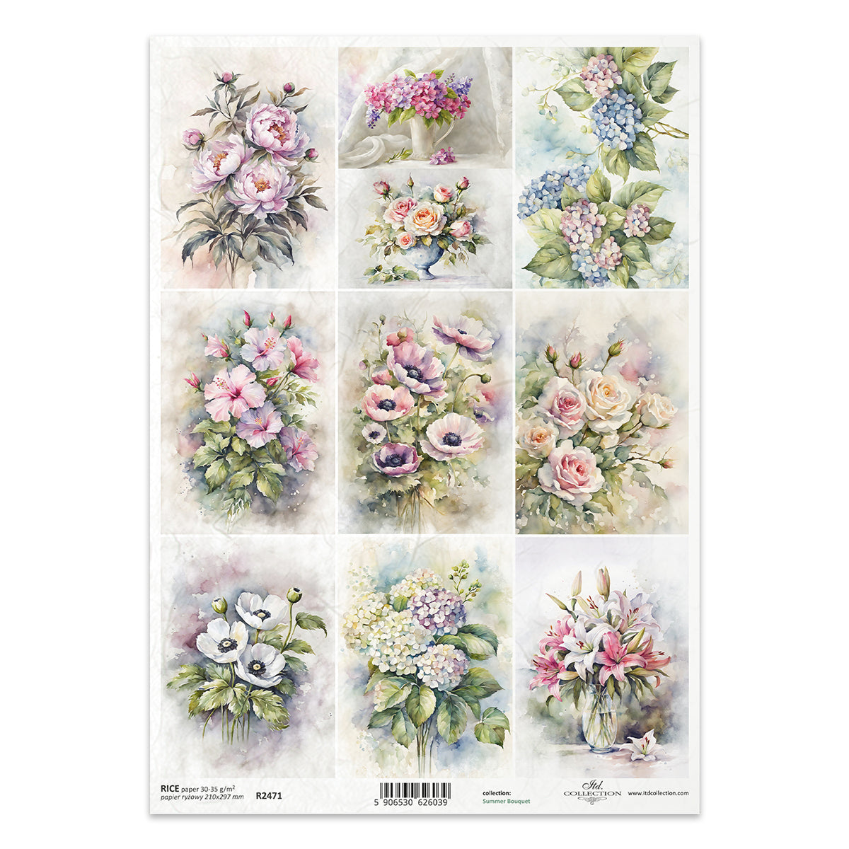 R2471 - Summer Bouquet Rice Paper A4