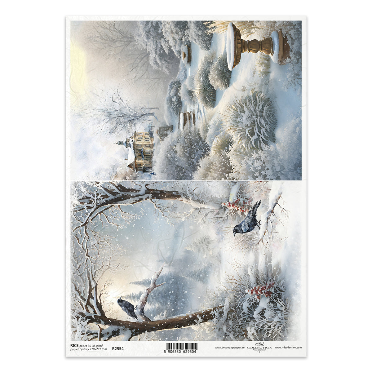 R2554 - Snowy Winter Pathways Rice Paper A4