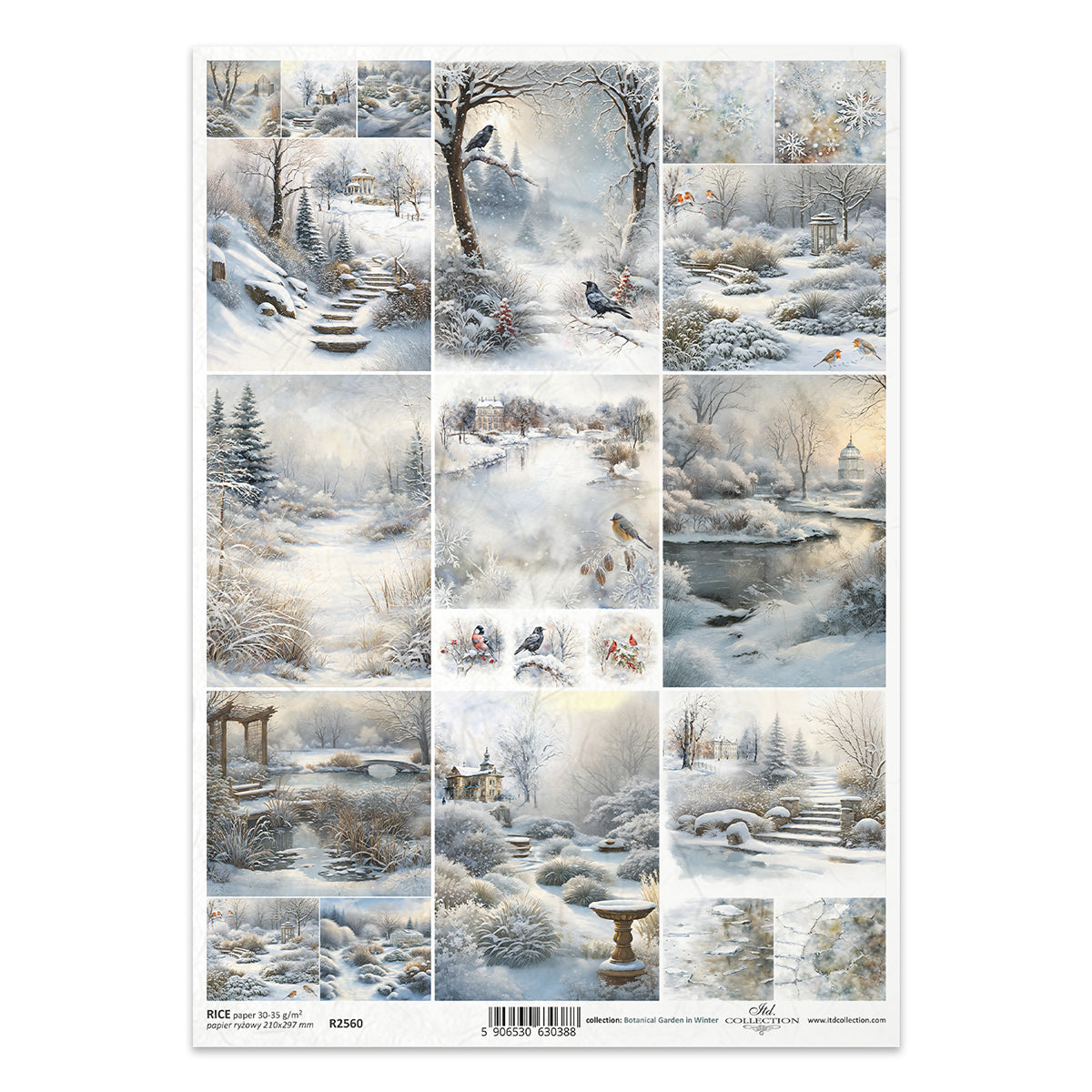 R2560 - Winter Wonderland Garden Rice Paper A4