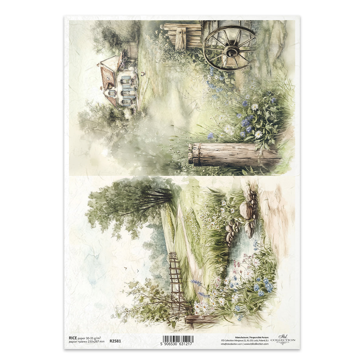 R2581 - Rustic Countryside Landscape Rice Paper A4