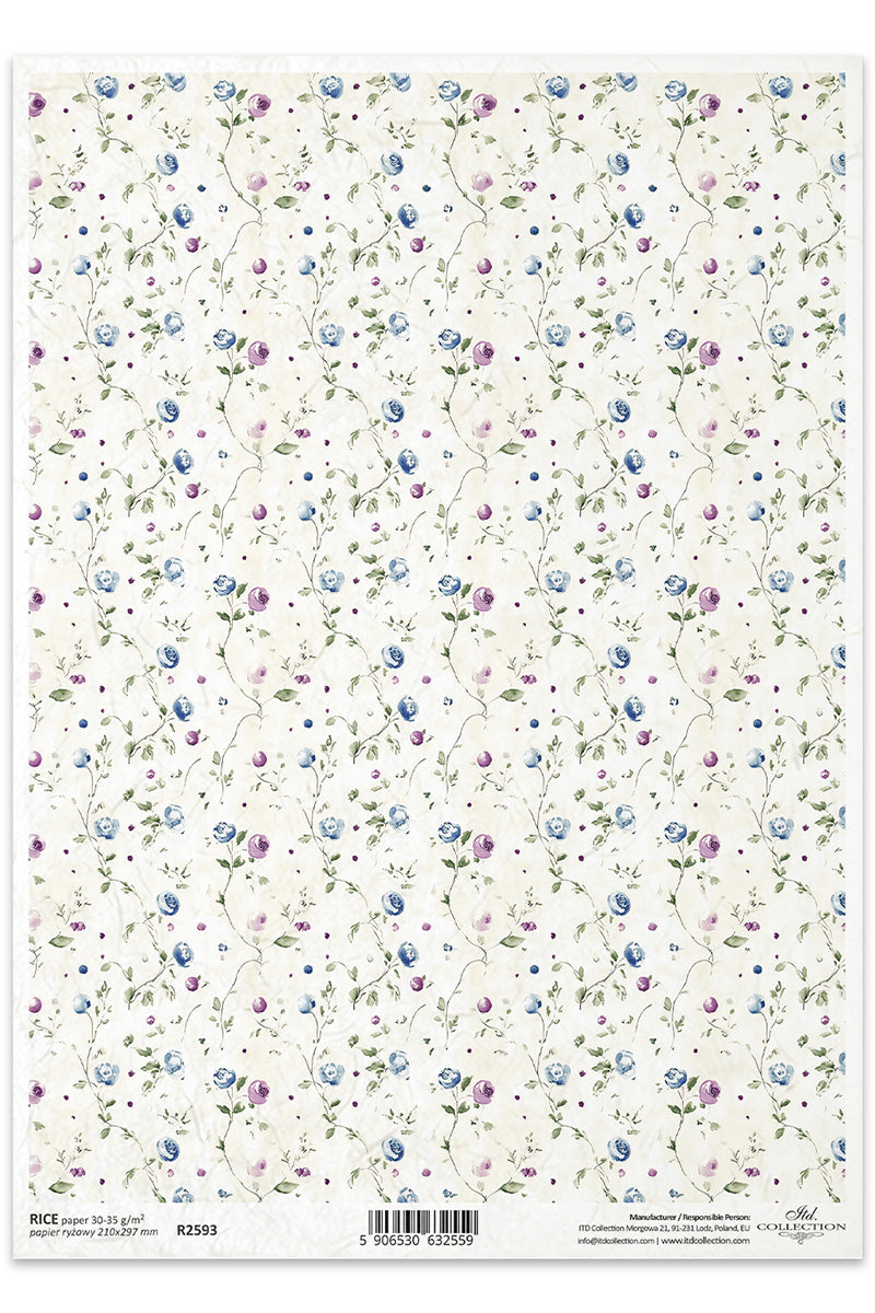 R2593 - Delicate Floral Pattern Rice Paper A4