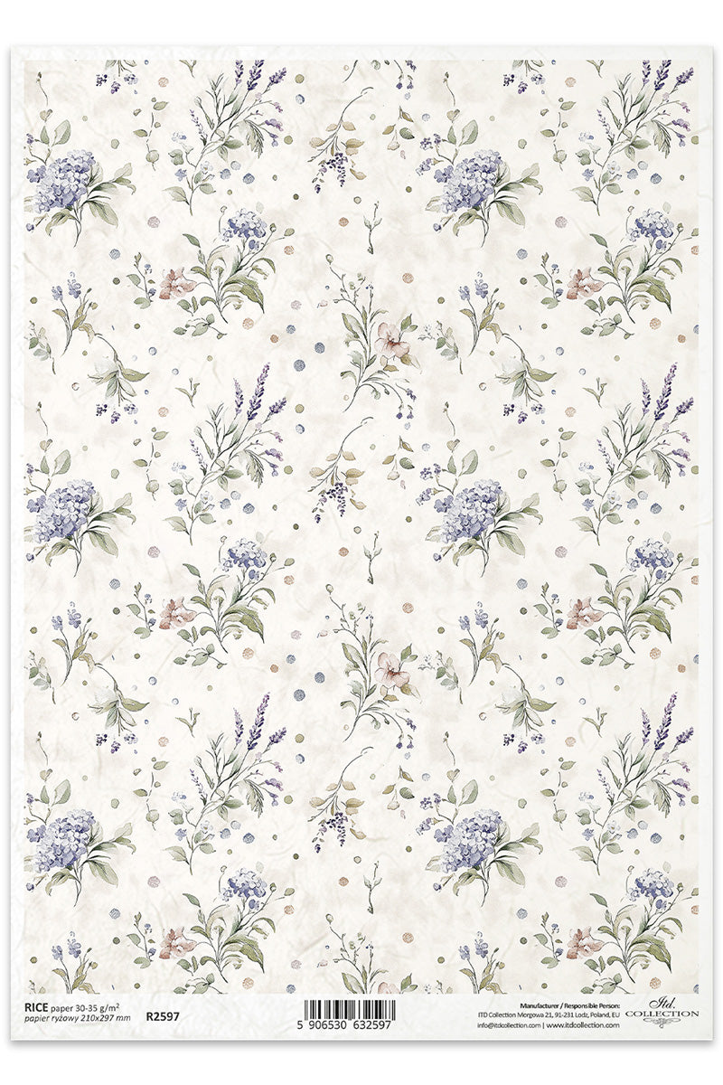R2597 - Soft Garden Flowers Rice Paper A4