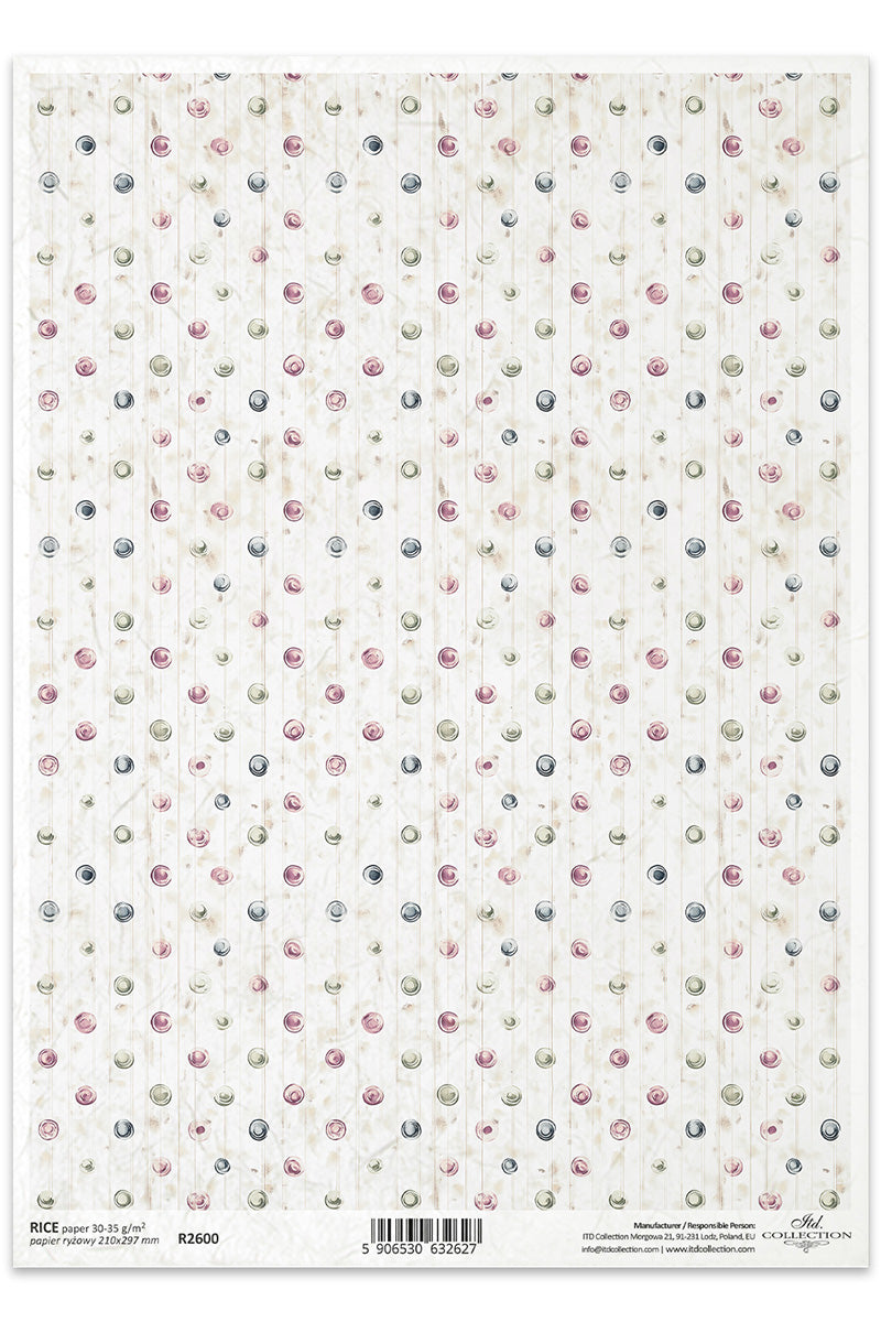 R2600 - Pastel Dot Pattern Rice Paper A4
