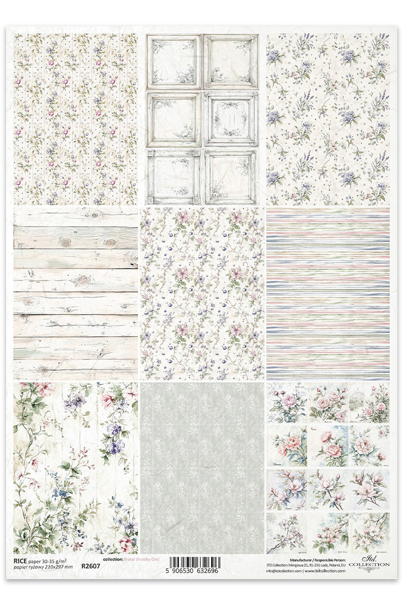 R2607 - Soft Floral Backgrounds Rice Paper A4
