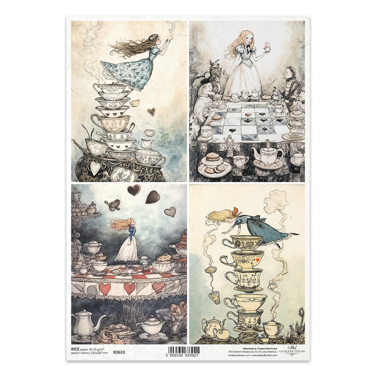 R2633 - Alice’s Tea Party - Rice Paper A4