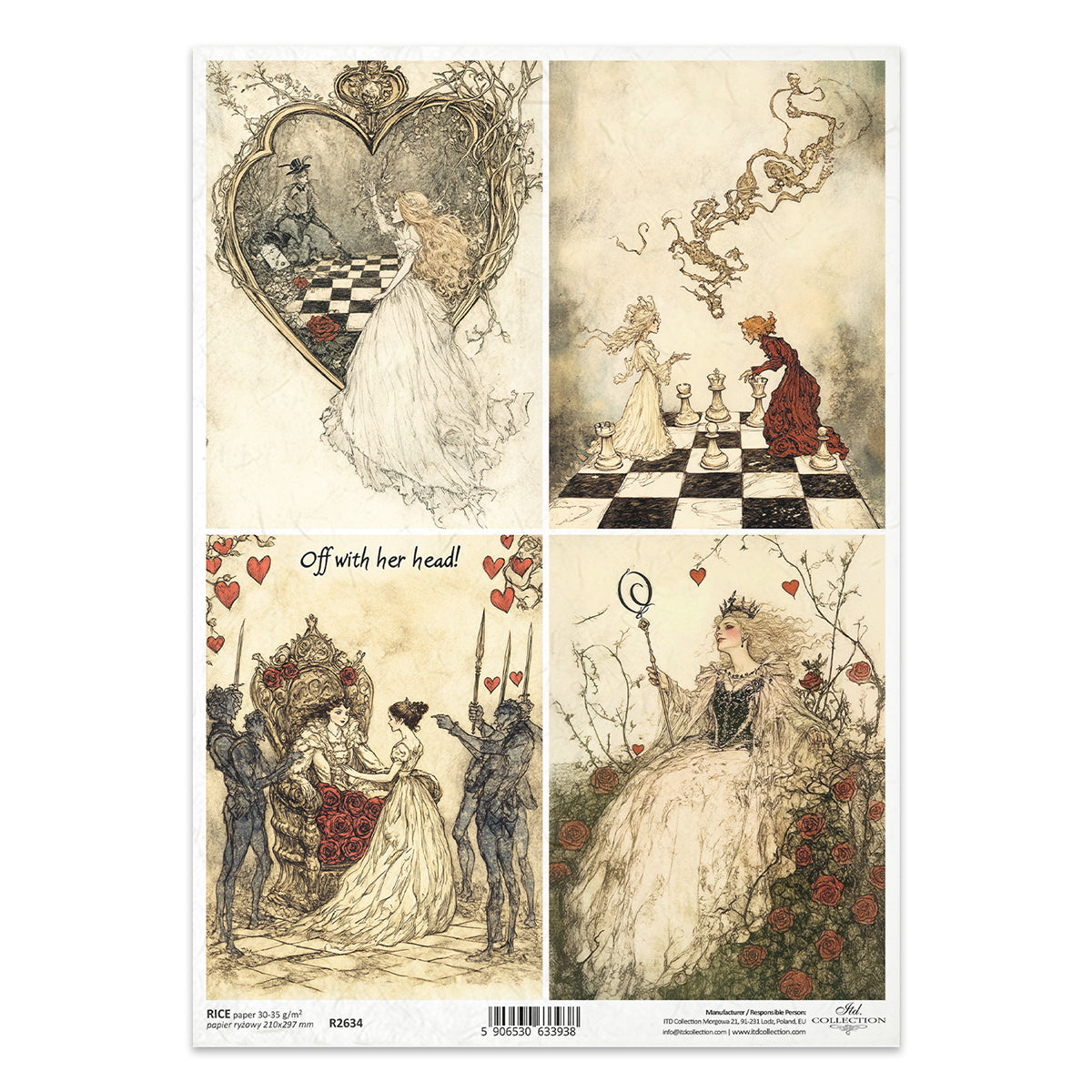 R2634 - Queen of Hearts - Rice Paper A4