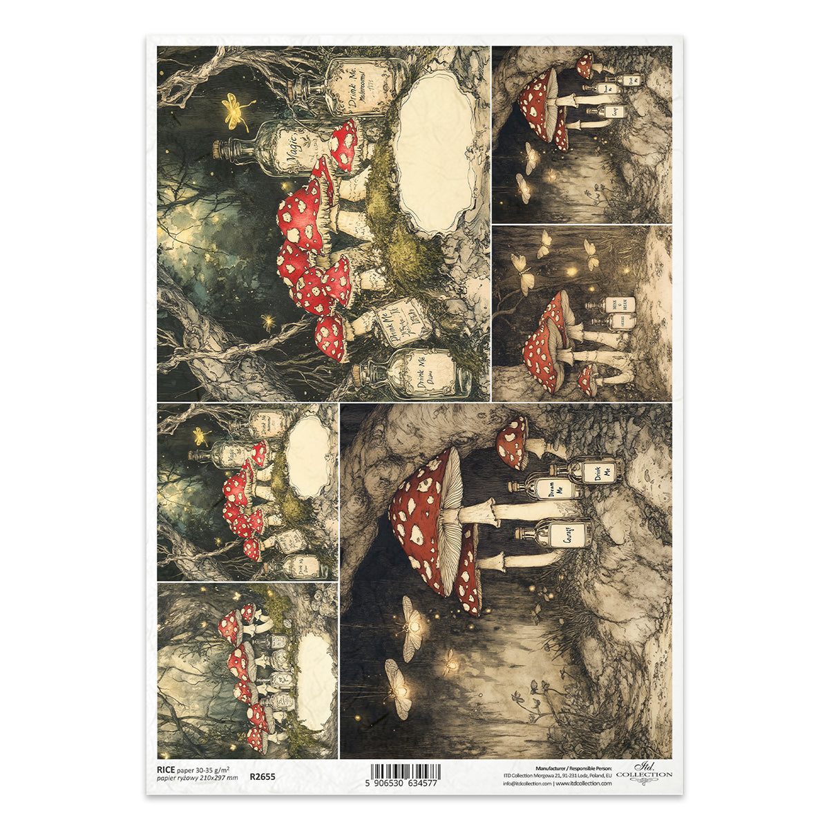 R2655 - Wonderland Mushrooms- Rice Paper A4