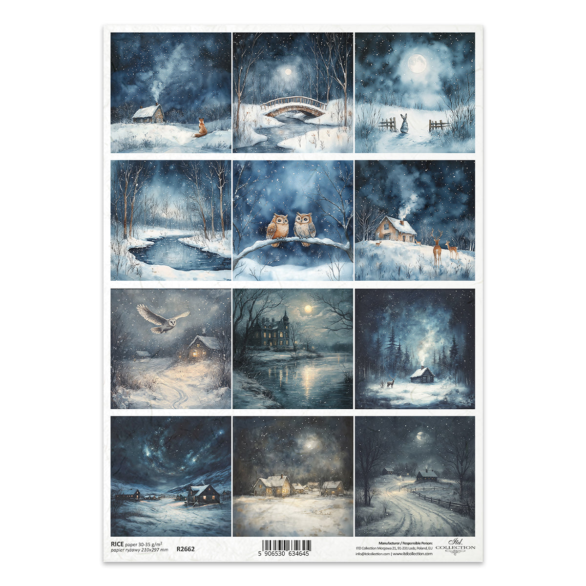 R2662 - Winter Night - Rice Paper A4