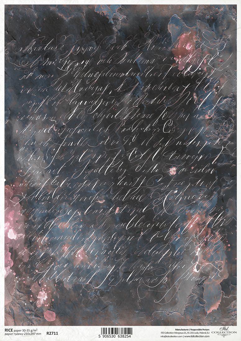 Textured paper with calligraphy and floral elements on a dark background