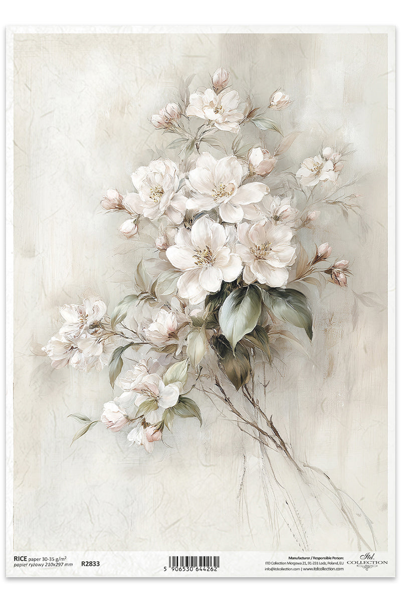 Floral design on a textured paper with a light background