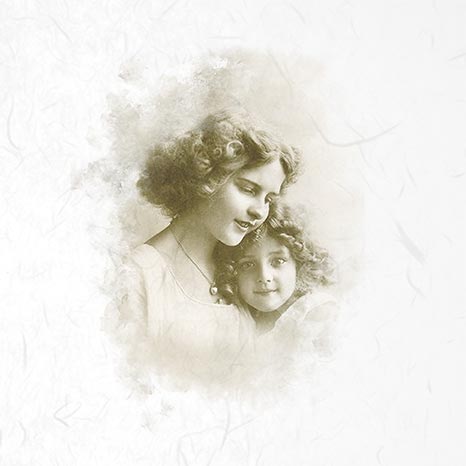 Vintage photograph of a woman and a child with a soft focus background