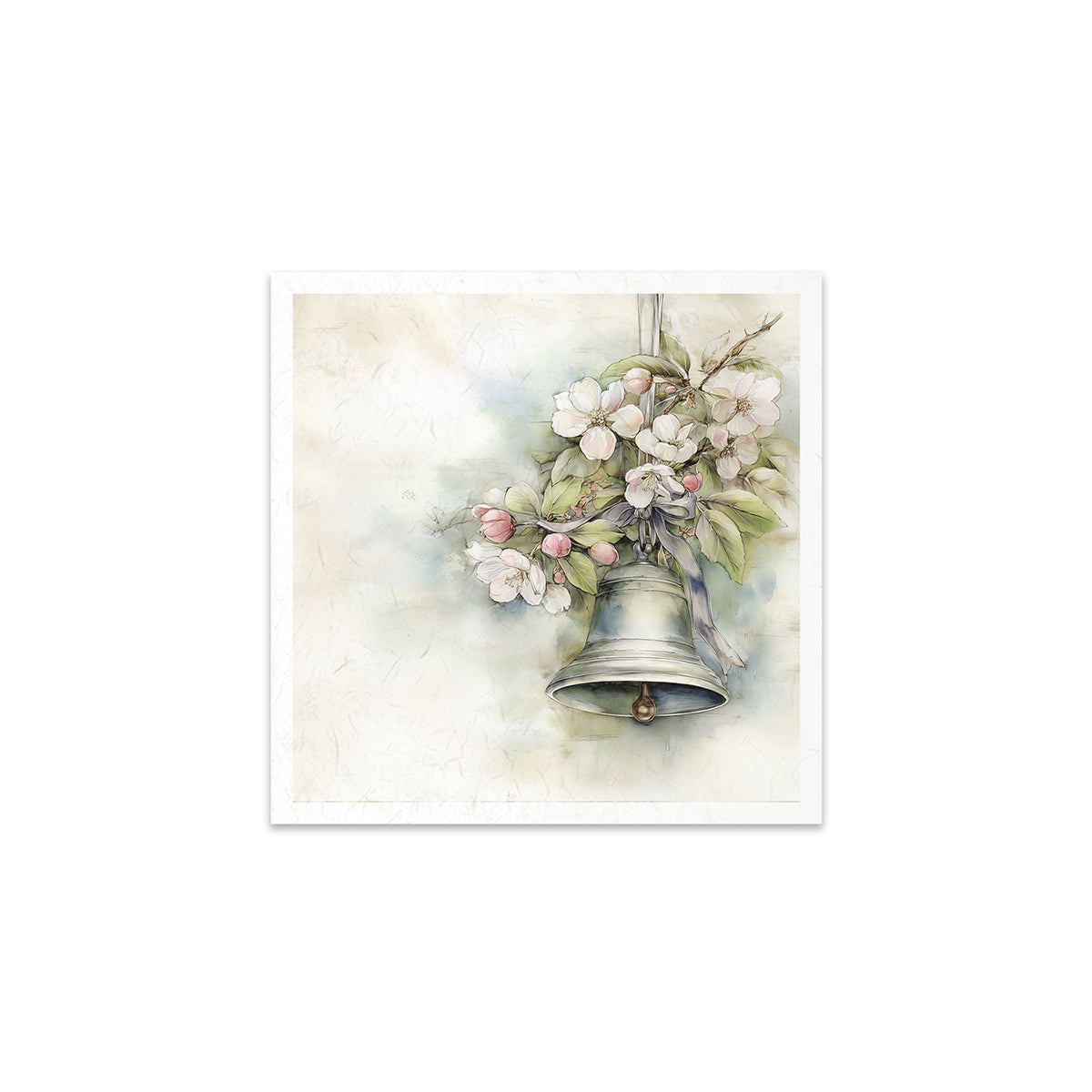 Decorative bell with floral arrangement on a textured background