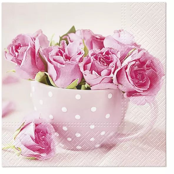 Roses dans une tasse - Serviette