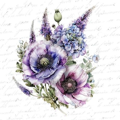 S001 - Elegant Purple Floral - Mini Rice Paper Set
