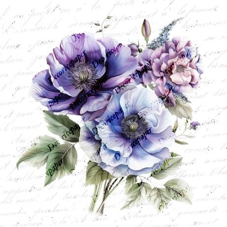 S001 - Elegant Purple Floral - Mini Rice Paper Set