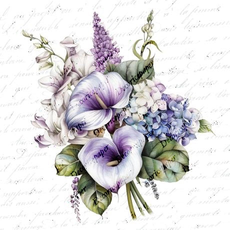 S001 - Elegant Purple Floral - Mini Rice Paper Set