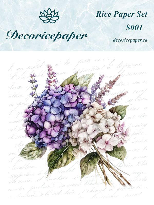 S001 - Elegant Purple Floral - Mini Rice Paper Set